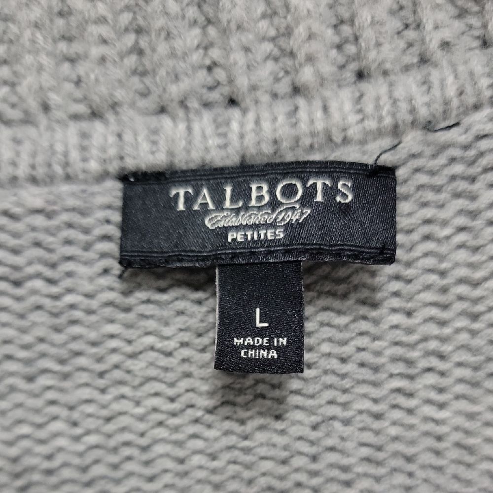 Talbots Petites Gray Shawl Collar Knit Cardigan Sweater Size LP - Picture 3 of 12